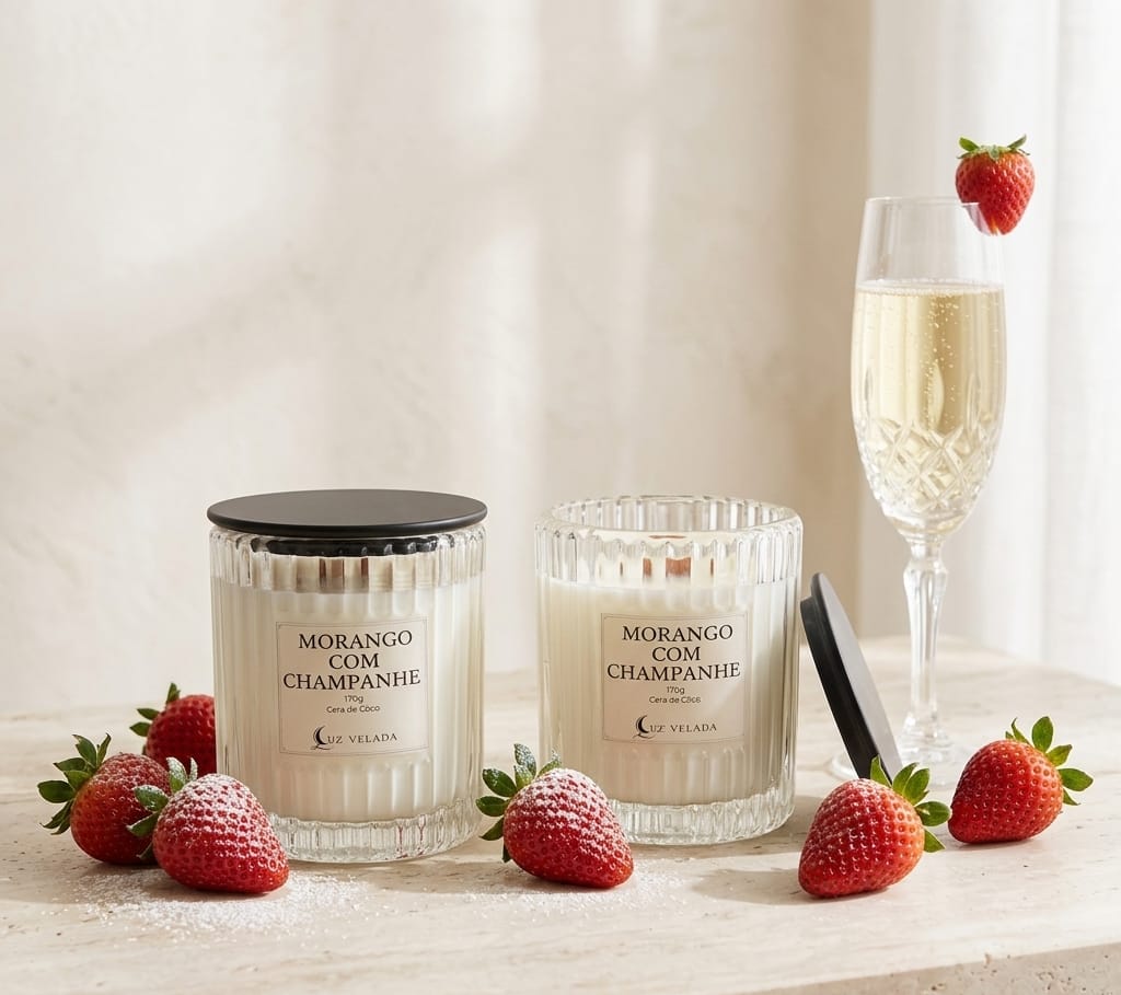 VELA AROMÁTICA 170G - MORANGO COM CHAMPANHE